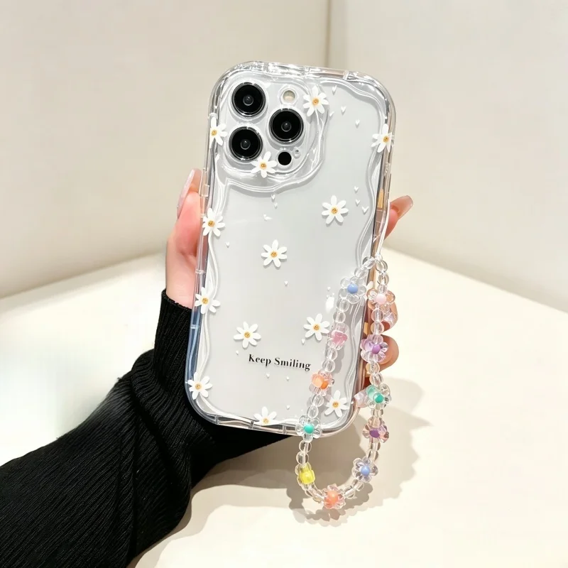 Cute Smile bee Flower Wrist St - Cute Cartoon Wrist Strap Silicone Case 评论和价格